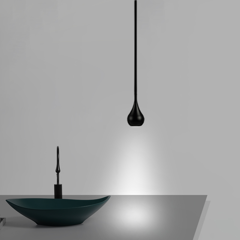 黑色格调水滴吊灯北欧设计师餐厅吧台书房极简创意个性意式LED灯