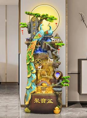 落地假山流水喷泉摆件客厅办公室开 业生财风水轮加湿器高山循环