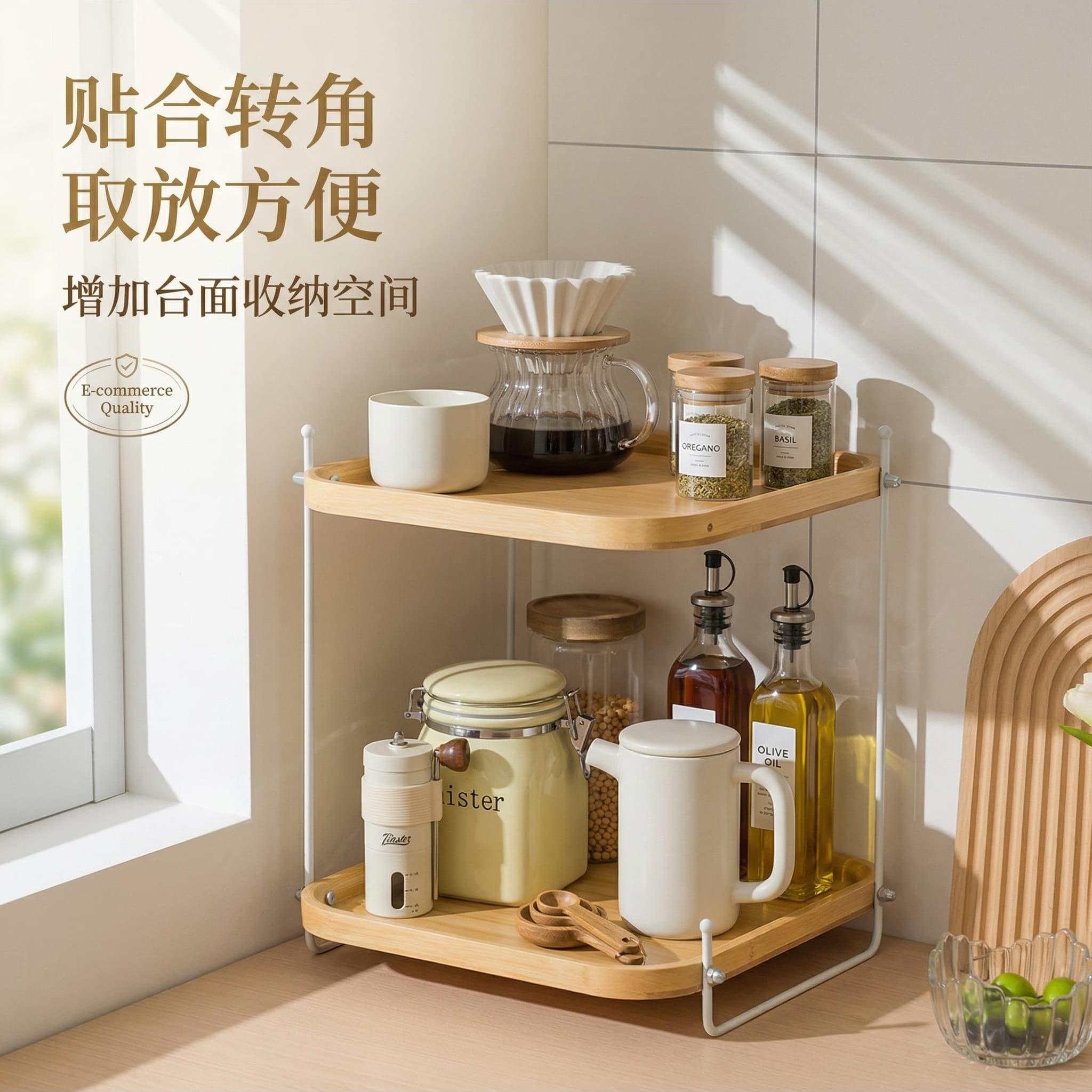 厨房置物架调味料品台面多功能多层转角收纳架子墙角水杯子置物架