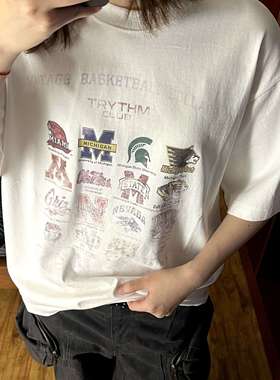 ENDLESS DESIRE 渐变图案美式复古印花短袖男女同款潮牌朋克t恤