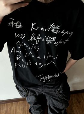 ENDLESS DESIRE 手写英文字母印花合身短袖男女高街休闲t恤衫