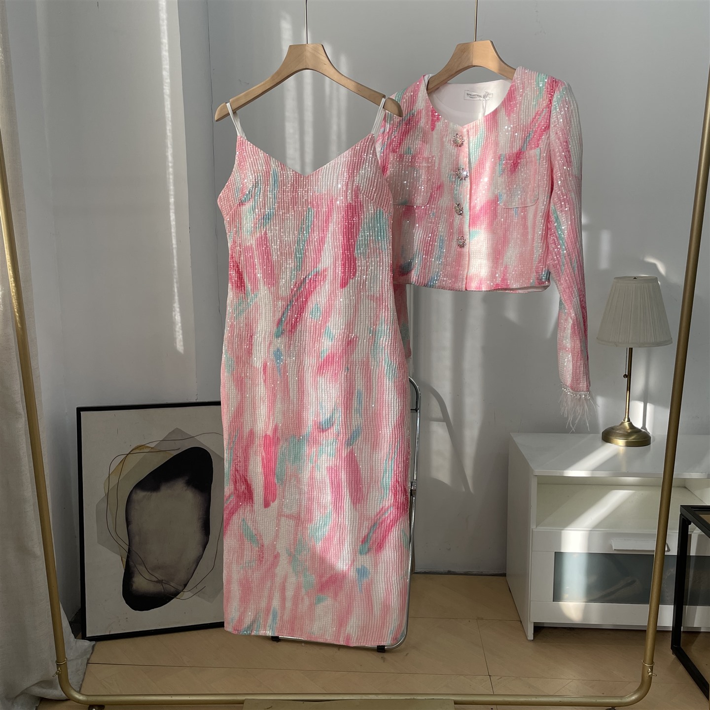 高级感法式名媛轻熟两件套装裙新款提花外套包臀裙女K#30