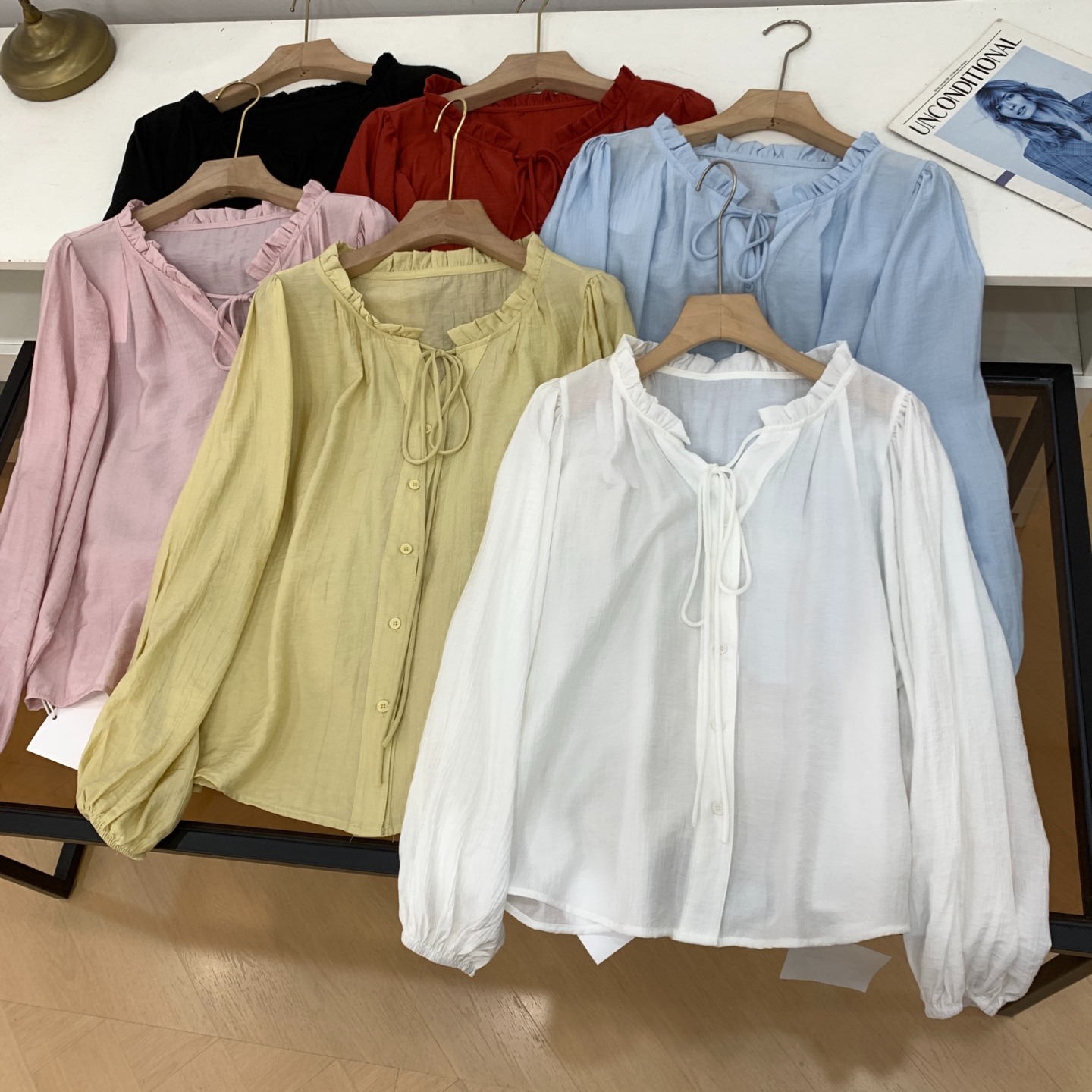 衬衫2025新款夏季纯色套头长袖上衣薄款休闲小众设计G#10