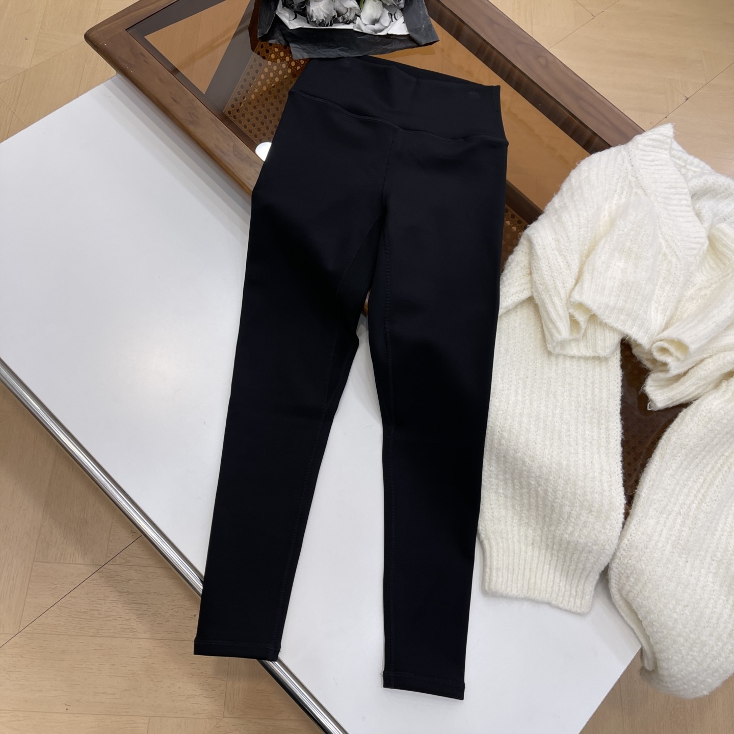 九分烟管裤子女新款高腰显瘦薄款松紧窄半直筒小黑裤K#16