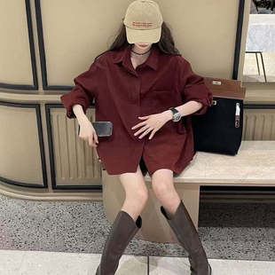 轻奢高级感纯色Polo领衬衫 女2025春夏新款 长袖 上衣C