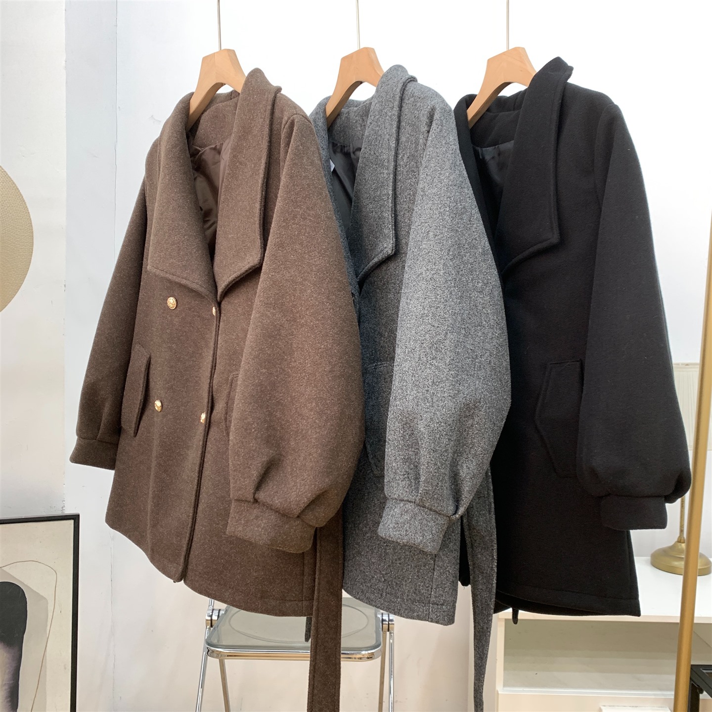 毛呢外套女2025年秋冬季新款时尚女装加厚保暖外套 J#24