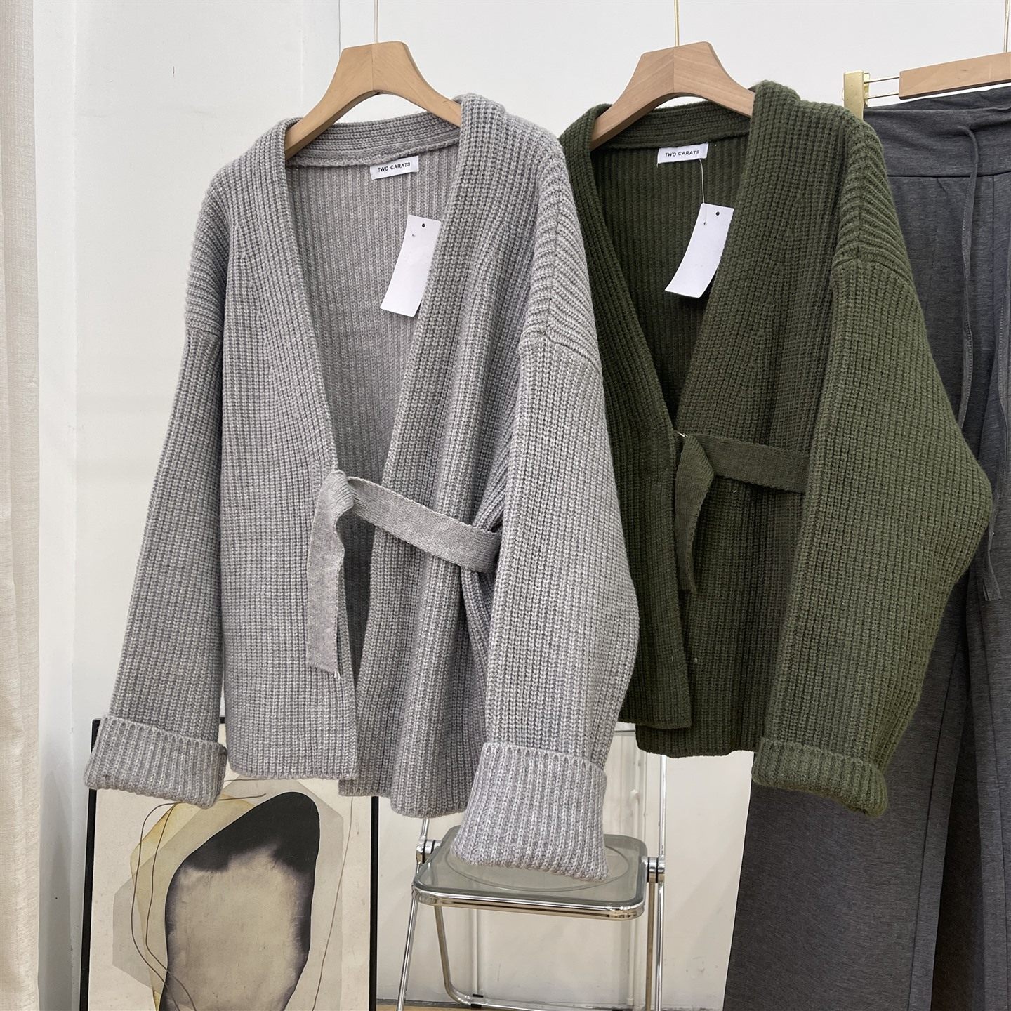 V领毛衣外套女2025新款秋冬收腰不规则针织开衫上衣L#2