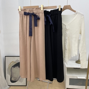 显瘦百搭垂感休闲裤 女秋冬韩系慵懒风弯刀阔腿裤 休闲裤