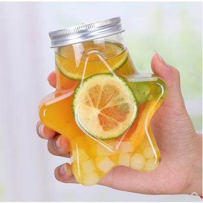 包邮一次性饮料瓶 pet奶茶杯 创意塑料星星瓶 外带打包饮料果汁杯