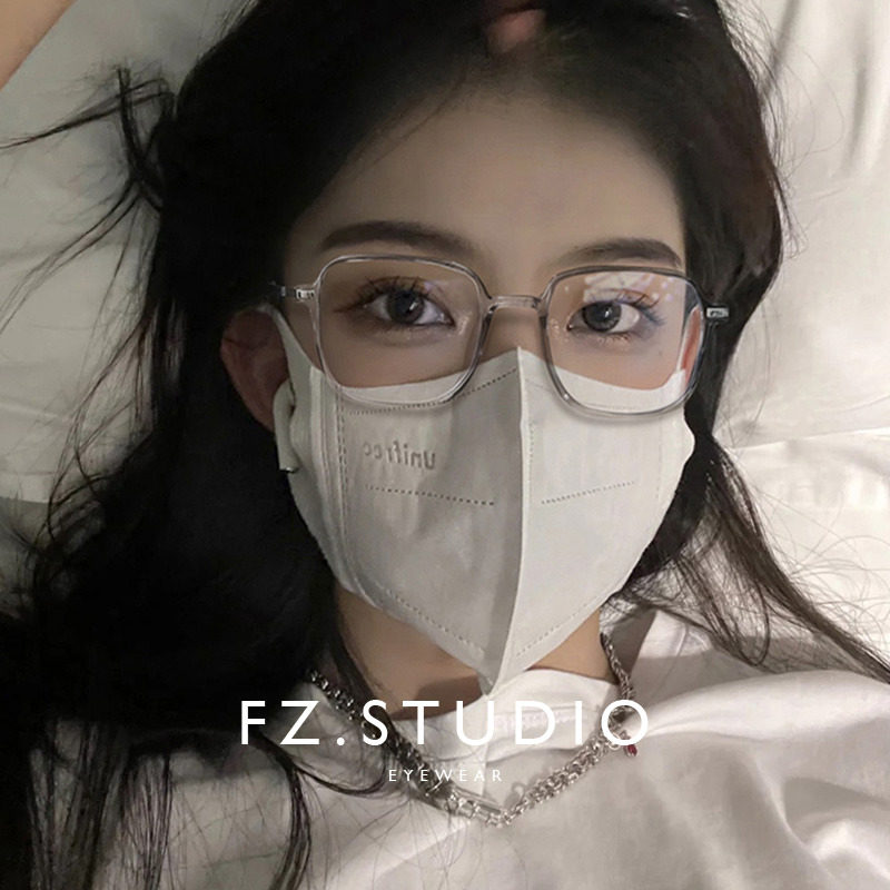 透明无度数ins风胖脸近视眼镜