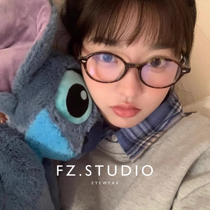 书呆子风玳瑁椭圆小镜框可配镜