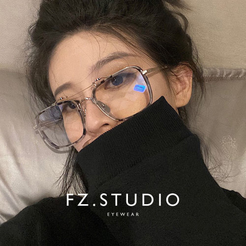 素颜神器！钛架玳瑁色大框眼镜