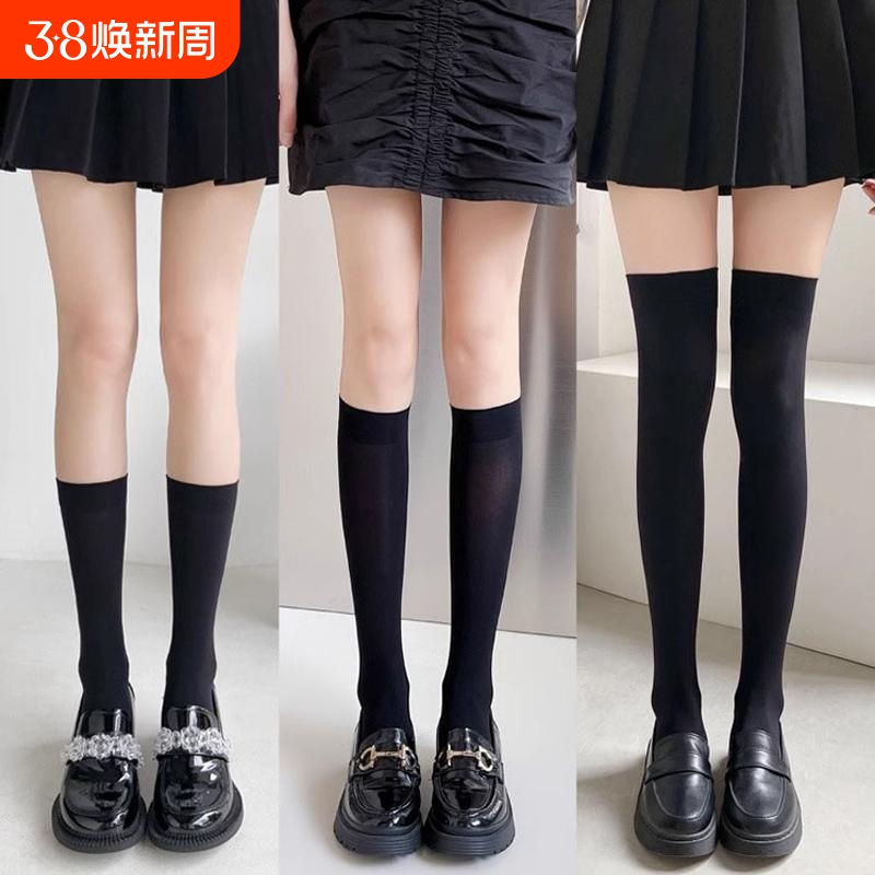 白色jk小腿袜天鹅绒长筒女