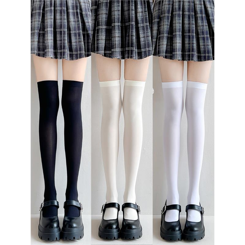 黑色天鹅绒过膝袜女薄款性