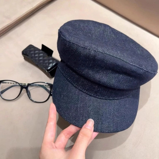 大头围英伦复古深色牛仔贝雷帽平顶报童帽大码 画家帽大号前进帽