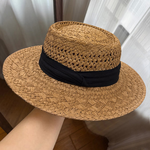 大头围草帽女2025新款法式平顶