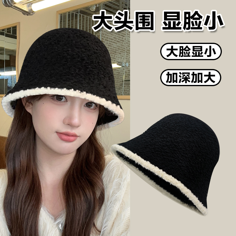 渔夫帽毛绒秋冬款大头围显脸小