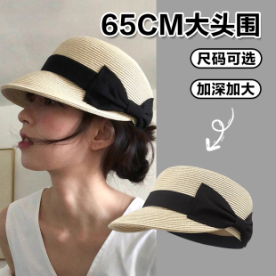 草编鸭舌帽大码 蝴蝶结夏季 防晒遮阳马术帽轻奢 大头围法式 2025新款
