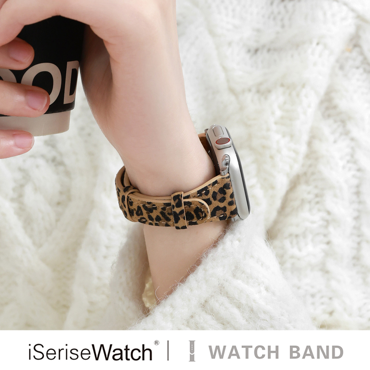 iserisewatch适用苹果手表s11代表带iWatchs10豹纹皮质applewatch9秋冬SE女款小蛮腰41mm腕带Ultra个性s6/7
