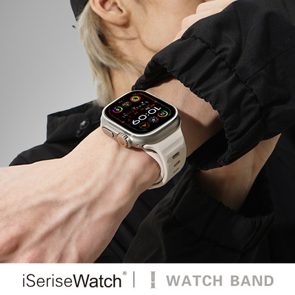 iserisewatch适用于iwatchultra表带10代夏天applewatchs7/8硅胶透气se苹果智能手表s9表带防水45mm男款运动