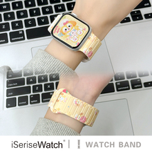 iserisewatch适用apple watch11表带苹果手表s10 kt猫卡通三株磁吸硅胶iwatchs9夏日透气SE女款ultra可爱41mm