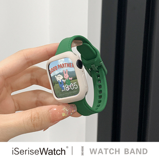 个性 iserisewatch适用applewatchs11表带iwatchs9苹果手表se10硅胶表带细夏天运动保护壳创意小众45 41mm新款