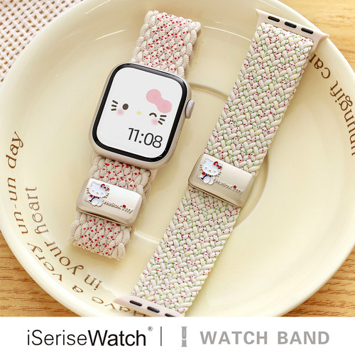 适用苹果手表表带kt猫磁吸扣表带