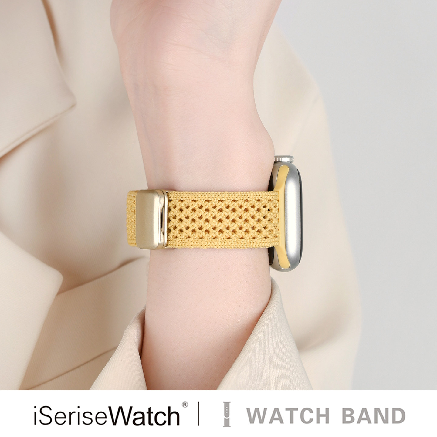 iserisewatch适用苹果手表S11磁吸扣表带S10小蛮腰尼龙编织腕带applewatch9简约针织透气s8/s76男女运动Ultra