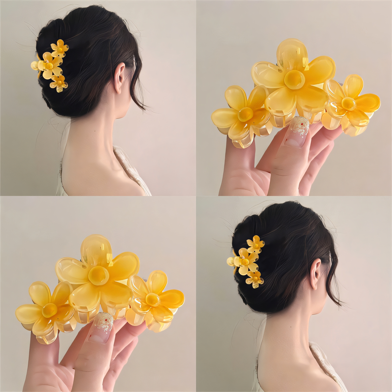 设计师原创鸡蛋花抓夹度假风鲨鱼