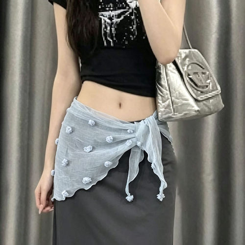 韩系甜酷立体花朵刺绣三角巾屁帘