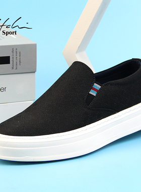 沙驰运动布鞋2025夏季新款套脚板鞋冲孔透气帆布鞋男士懒人休闲鞋