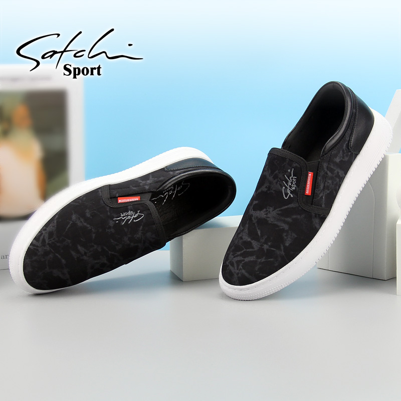 沙驰运动新款男士透气套脚布鞋