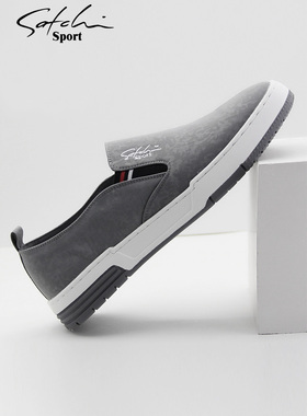 沙驰运动布鞋男鞋帆布鞋透气套脚懒人鞋休闲鞋男板鞋