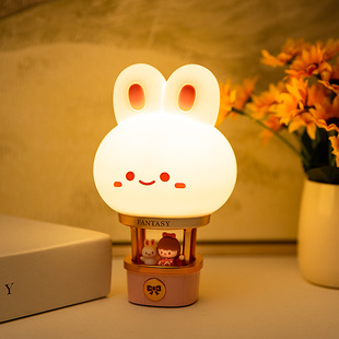 小兔子拍拍床头小夜灯卧室婴儿哺乳护眼柔光睡眠台灯儿童房间伴睡