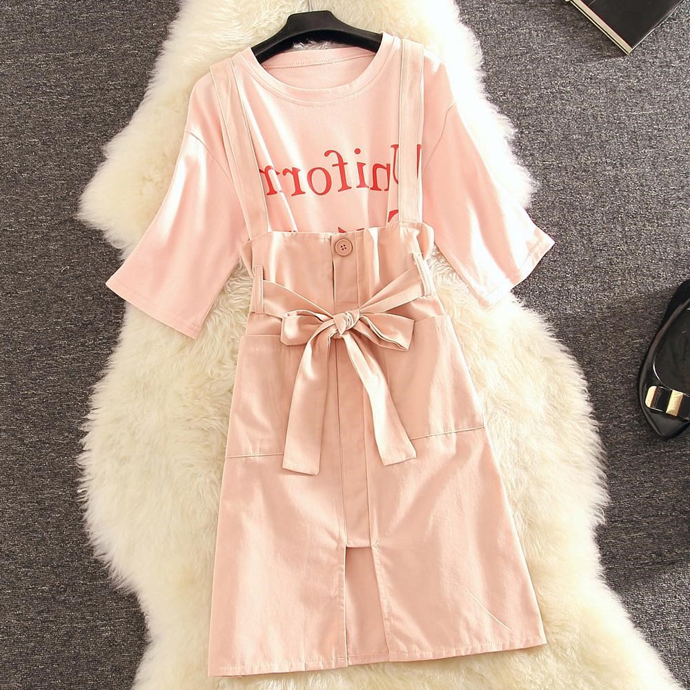 2019夏装韩版少女心小清新可爱A字裙学生粉色裙子棉时尚套装女|ruв категории Женская одежда, костюм/студенты школьную форму/обмундирования, Другие костюм - от Buy2taobao.com для оказания профессиональной услуги покупки агента Taobao