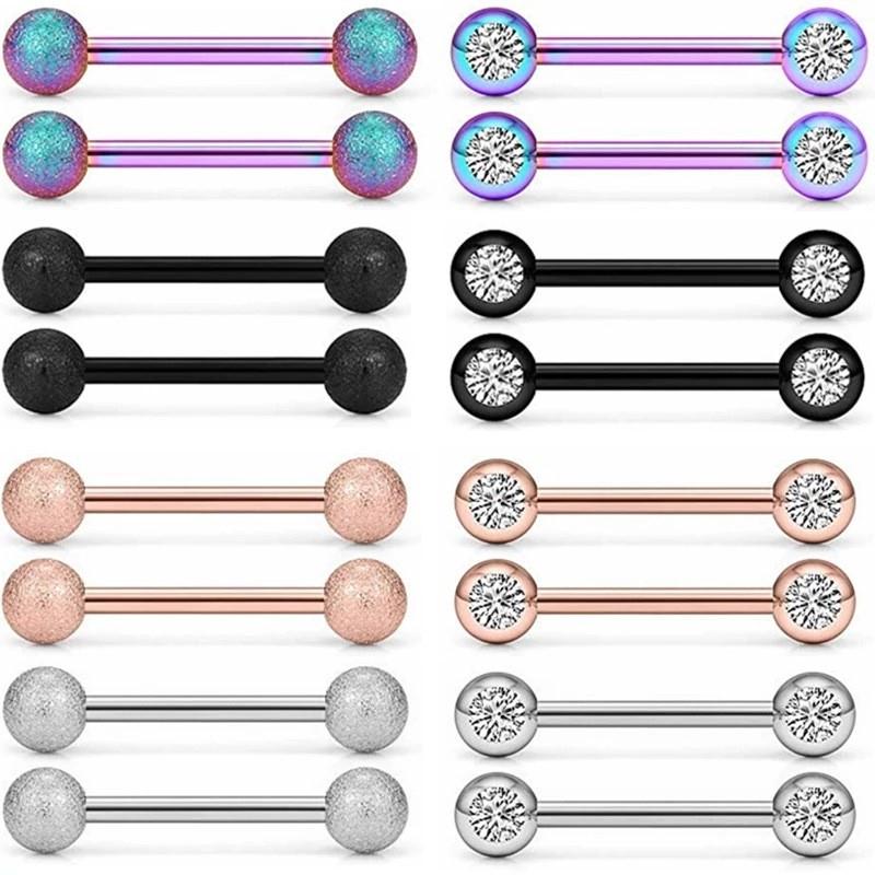 厂家直销wish速卖通亚马逊爆款满钻球直杆乳环乳头穿刺人体饰品