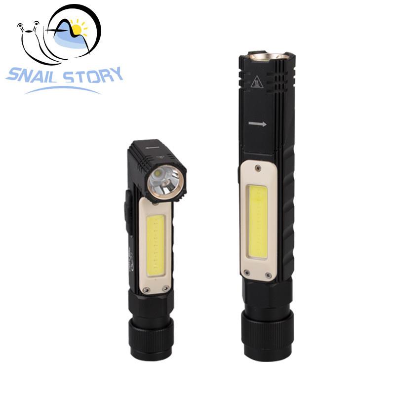 新款XPG+COB红白光90折叠360调节USB充电工作灯手电筒头灯