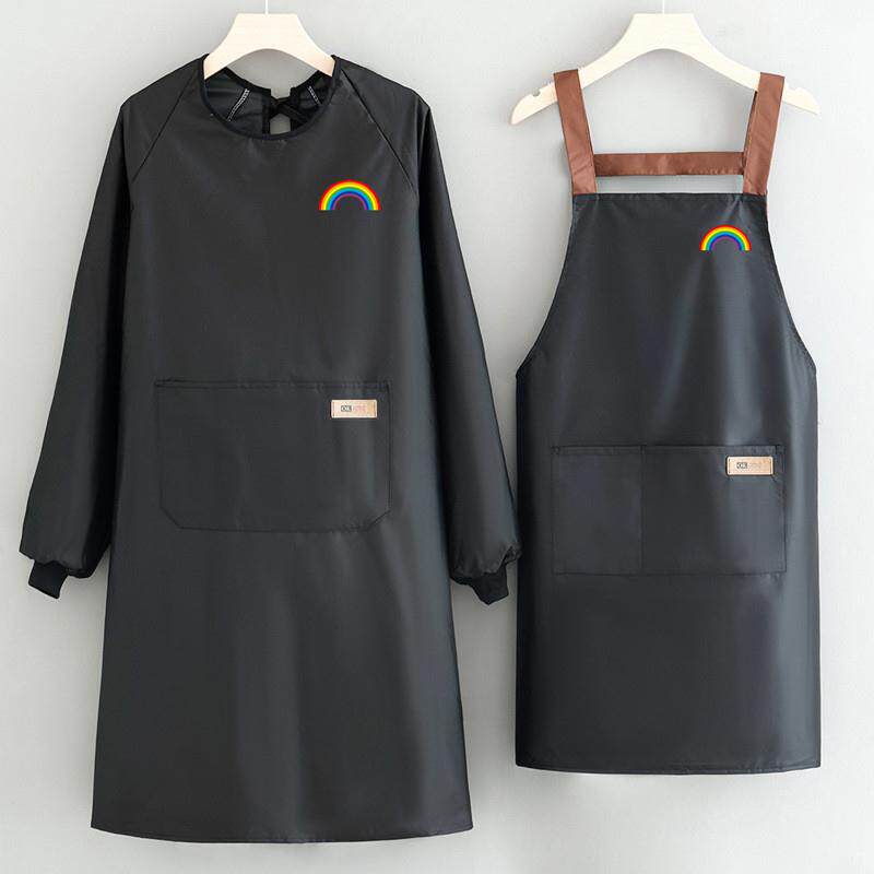 长袖围裙防水防油家用厨房做饭男女款时尚围腰成人罩衣工作服印制