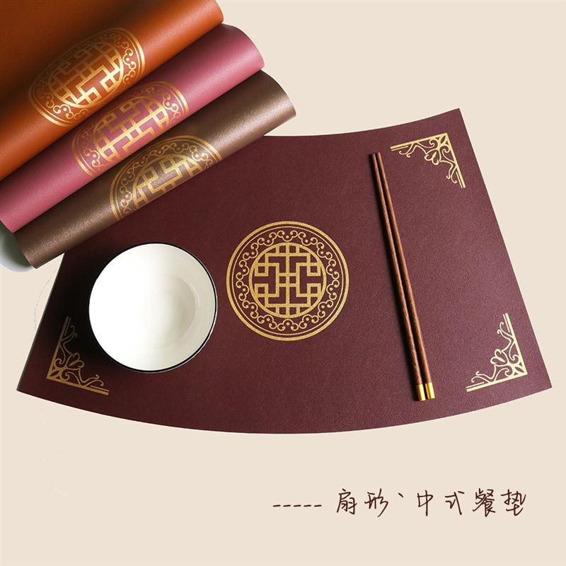 现货新中式皮革餐垫高级感酒店防水防烫防油喜庆家用隔热垫餐桌垫