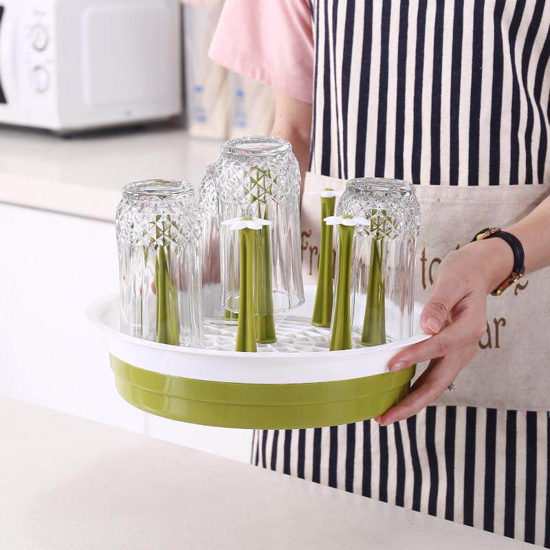 创意家居简约杯子沥水架 厨房多用沥水杯架圆形多位塑料杯架