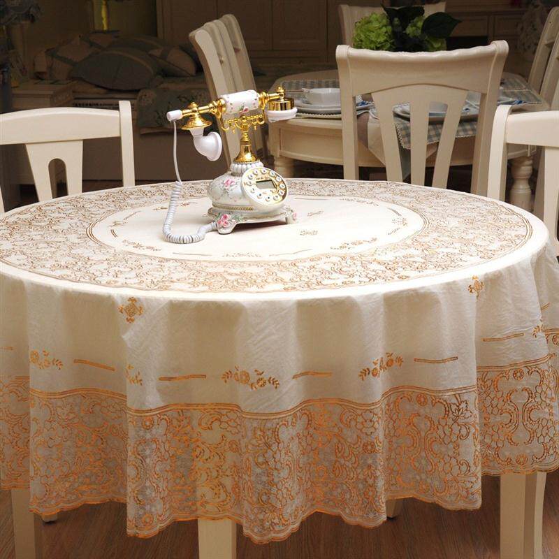 欧式烫金圆桌布防水防油防烫免洗塑料餐桌布酒店家用加厚pvc桌布