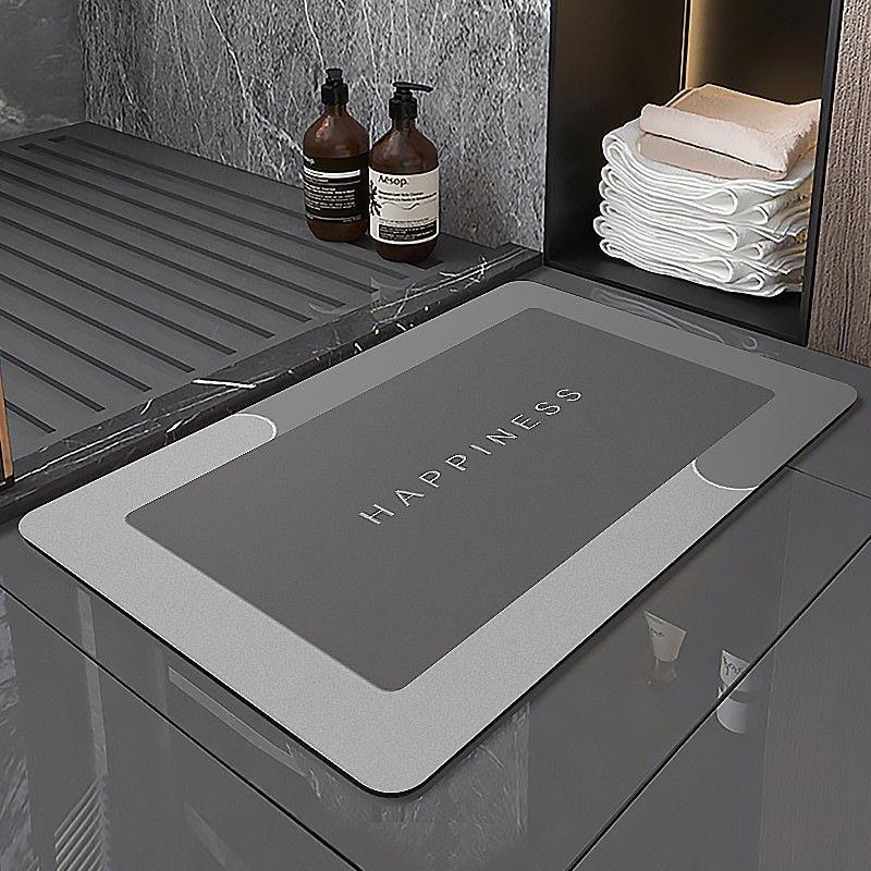 硅藻泥地垫浴室地毯现代简约外贸ins吸水防滑垫子水晶绒方垫