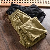 肌理感面料 冬 加绒加厚松紧腰直筒休闲伞兵裤 防风防水 外贸男士