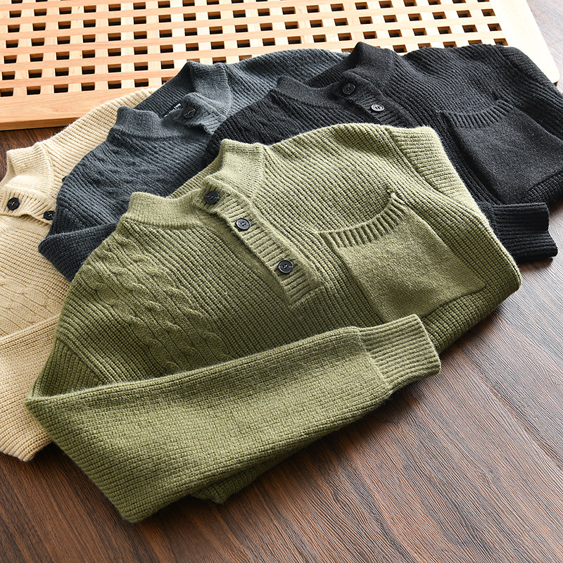 主推款！复古立体麻花纹！外贸男士秋冬亨利领慵懒宽松针织衫毛衣,男装,针织衫/毛衣,淘宝优惠券,粉丝福利购,淘宝优惠卷