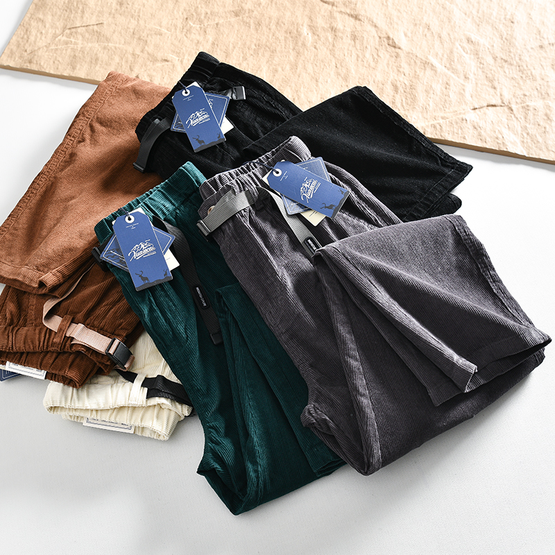 纯棉灯芯绒美式复古宽松休闲长裤