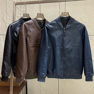 仿小绵羊皮！柜499+秋冬男士时尚休闲细腻柔软棒球领皮衣夹克外套