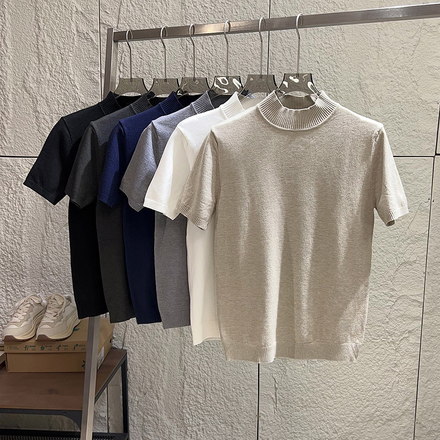 莱赛尔混纺！秋冬男士外贸秋冬内搭款简约百搭针织半高领短袖毛衣
