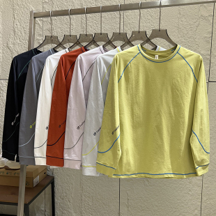 男女休闲运动速干印花圆领长袖 秋季 T恤潮 吸湿透气 重磅山系户外