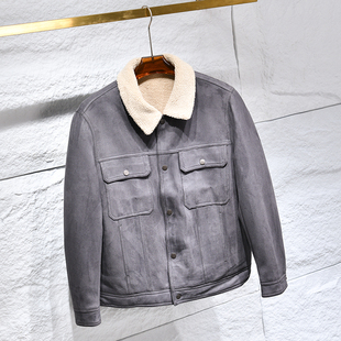 超细腻麂皮绒+仿羊羔绒内里！冬季外贸男士加厚保暖工装翻领夹克