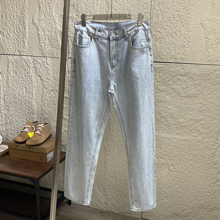 亲肤透气直筒百搭弹力牛仔裤 春夏男士 潮 磨白水洗工艺 设计师线
